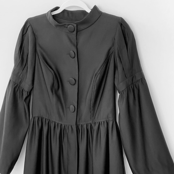 Oleg Cassini Cardigan Buttoned  Lined Trench Coat Dress Jacket Ribbed Satin - Picture 6 of 14